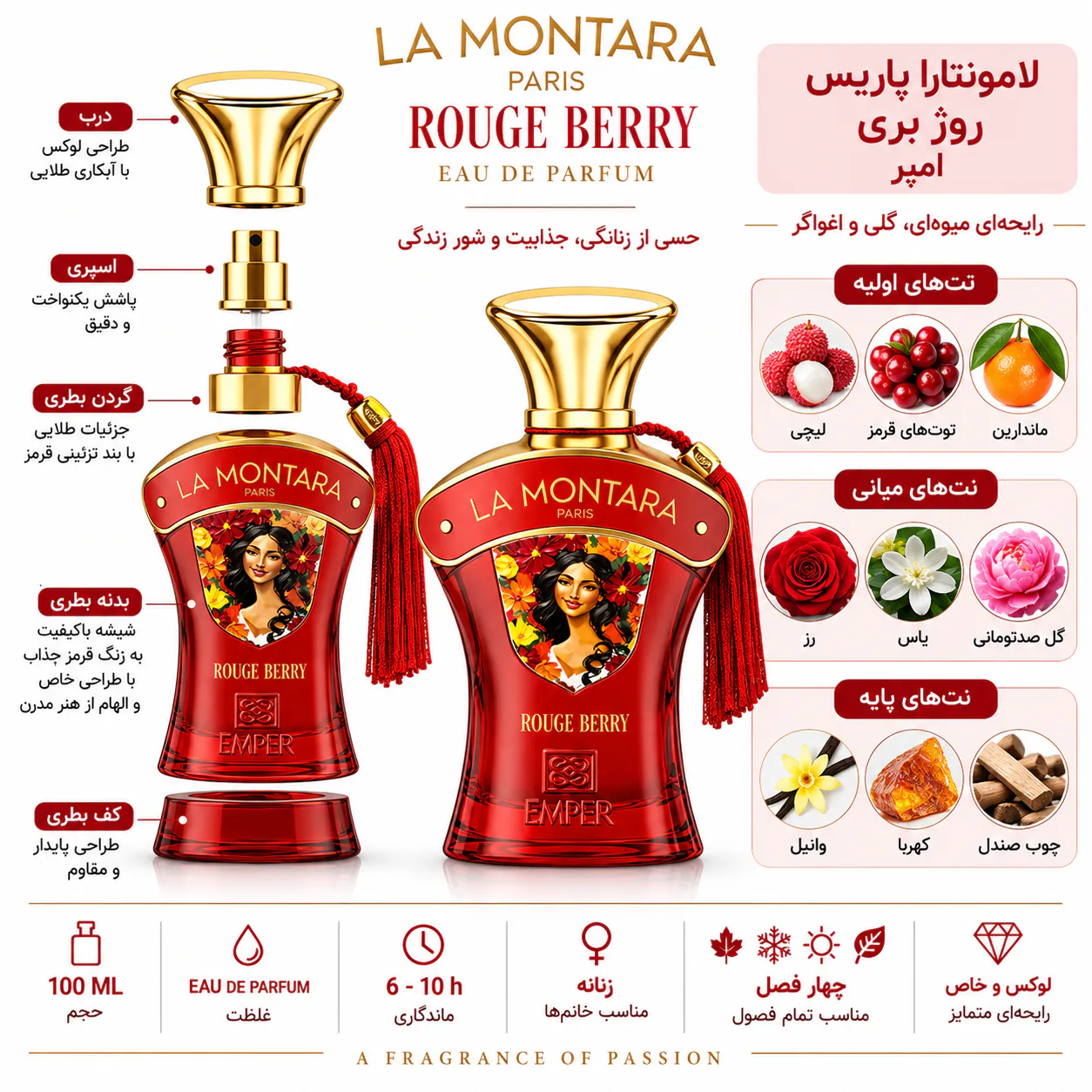 عطر امپر مدل لامونتارا پاریس روگ بری ۱۰۰میلی لیتر
