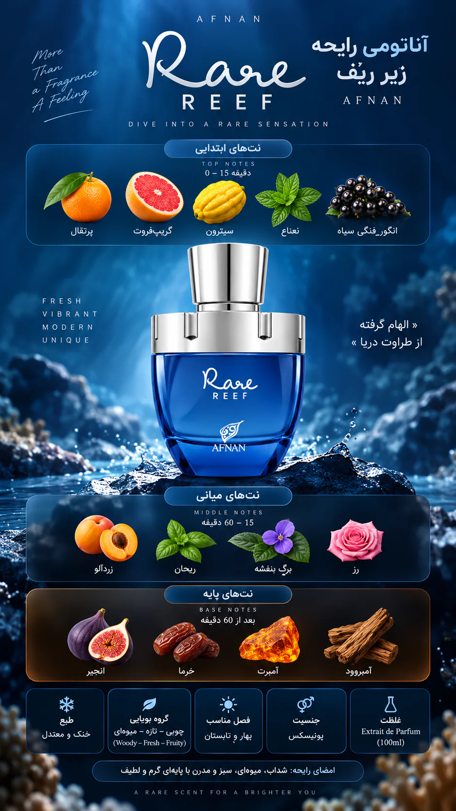 عطر افنان مدل ریر ریف 100 میلی لیتر