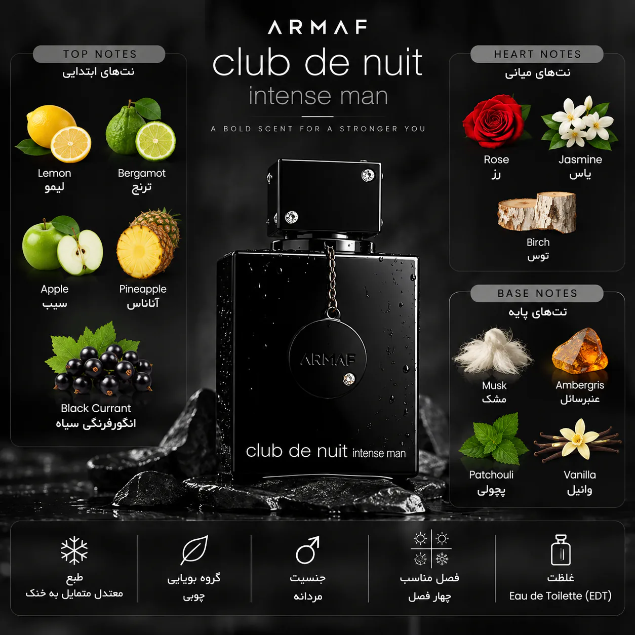 عطر آرماف مدل کلاب د نایت اینتنس من 105 میلی لیتر