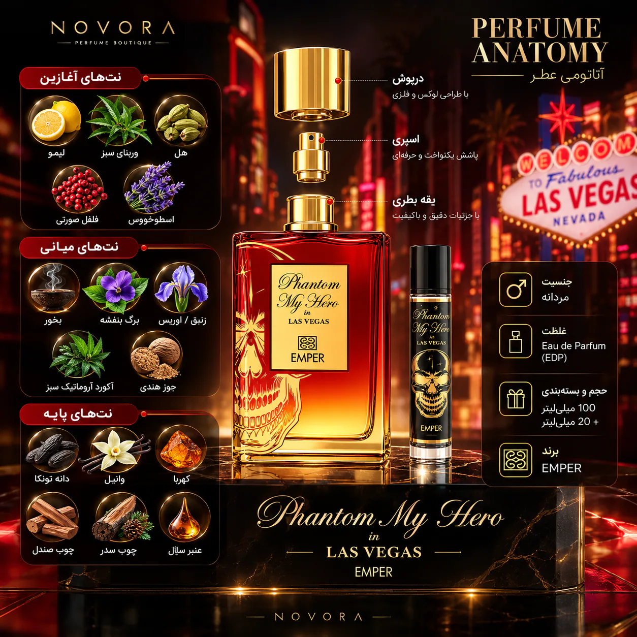 عطر امپر مدل فانتوم مای هیرو این لاس وگاس ۱۰۰+۲۰میلی لیتر