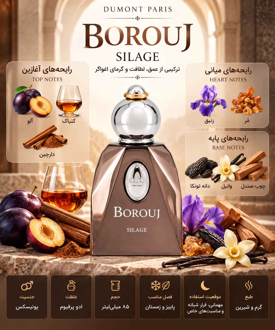عطر دمونت پاریس مدل بروج سیلاج حجم 85 میلی لیتر